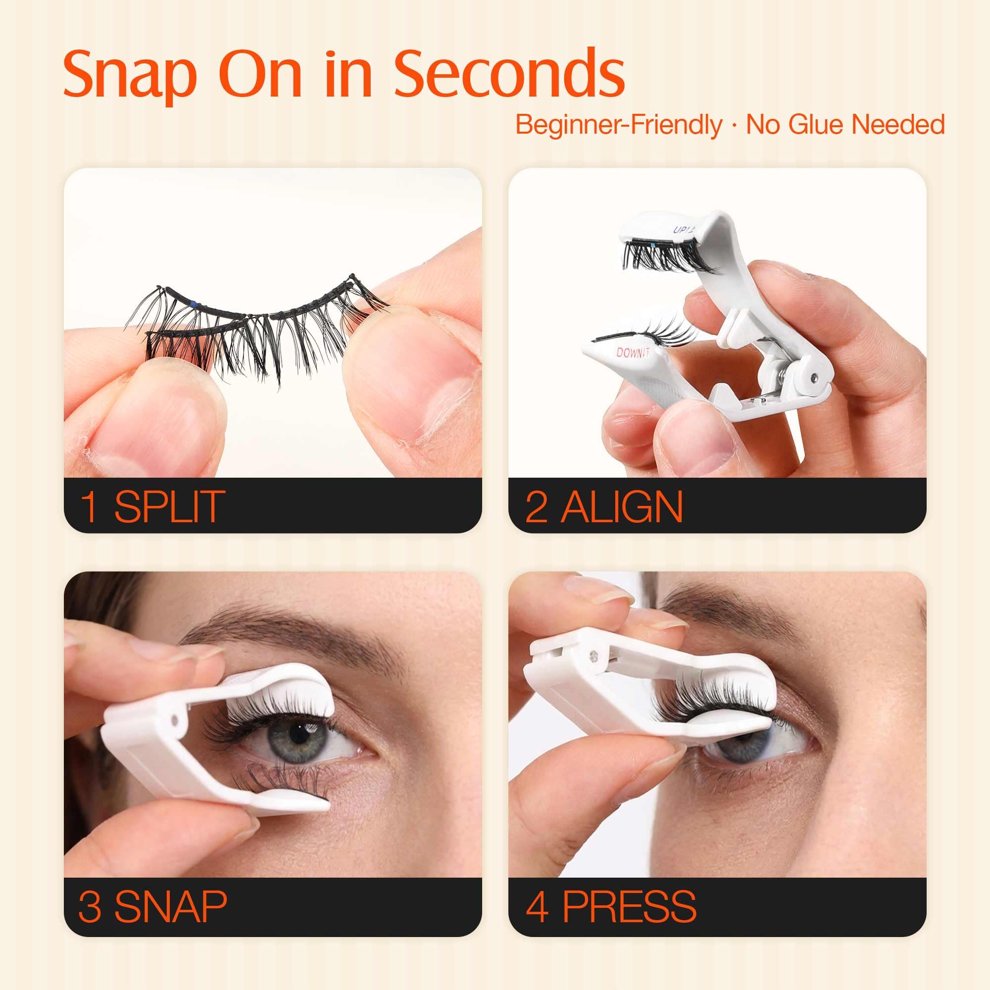 LASHVIEW lifestyle shot of evening makeup with wispy cat-eye lashes for polished look
