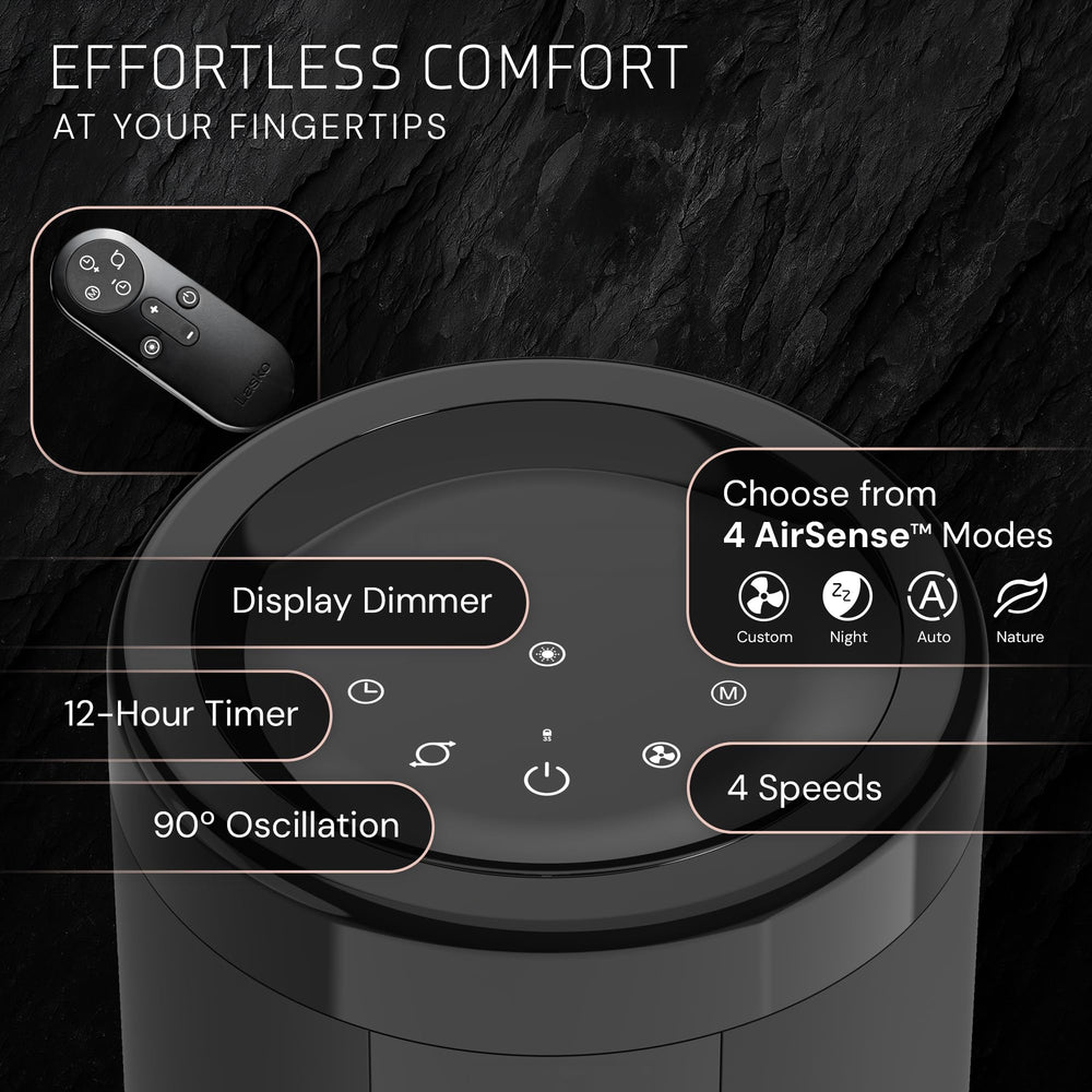 Lasko elevation quiet operation indicator, low 24 dBA keeps rooms peaceful