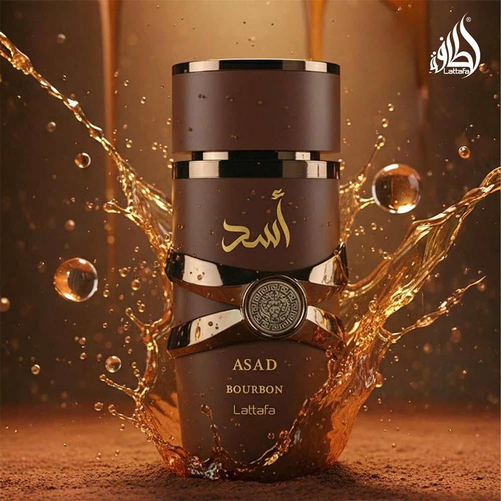 Lattafa Asad Bourbon bottle cap and neck detail conveying premium finish