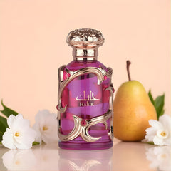 Lattafa Habik floral notes close-up emphasizing jasmine and freesia freshness