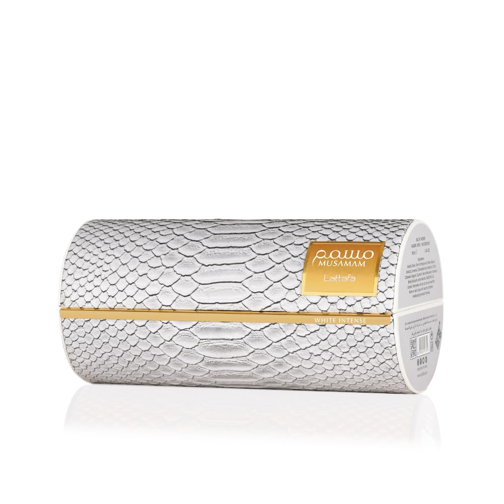 Lattafa Musamam White Intense ingredient visual highlighting coconut and bergamot notes