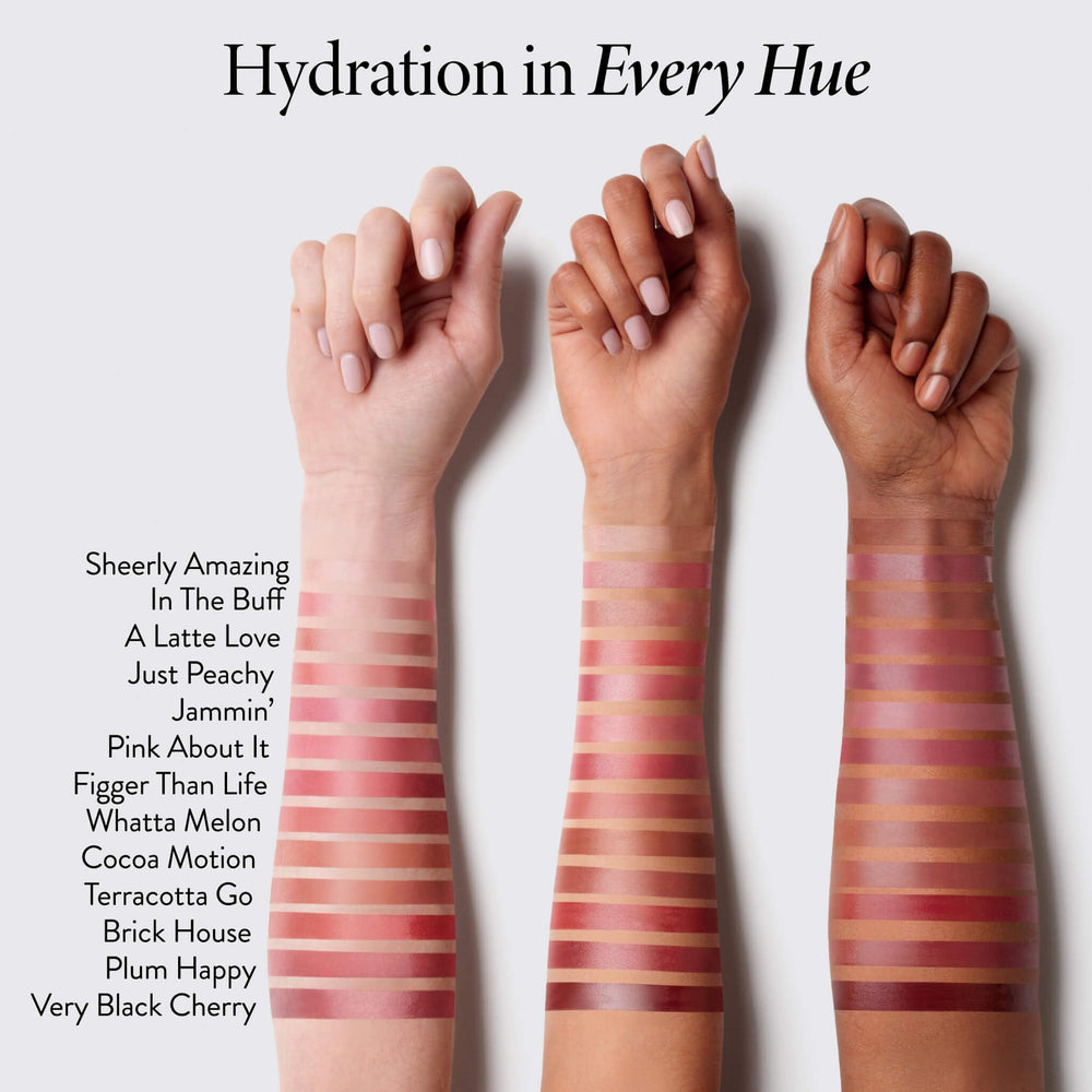 LAURA GELLER Jelly Balm applied on model lips showing natural nude color payoff