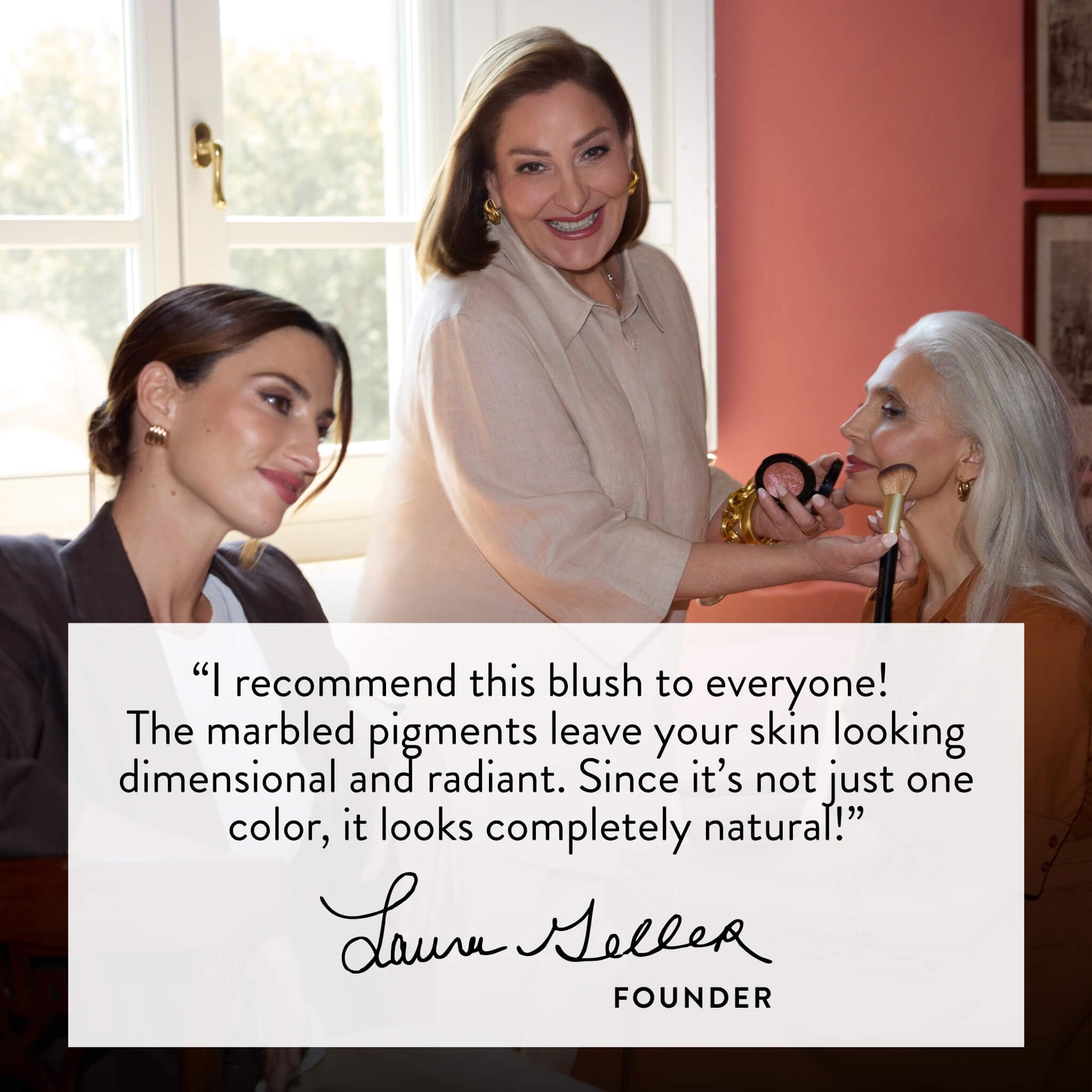 LAURA GELLER ingredient panel highlighting Centella and White Tea for comfort