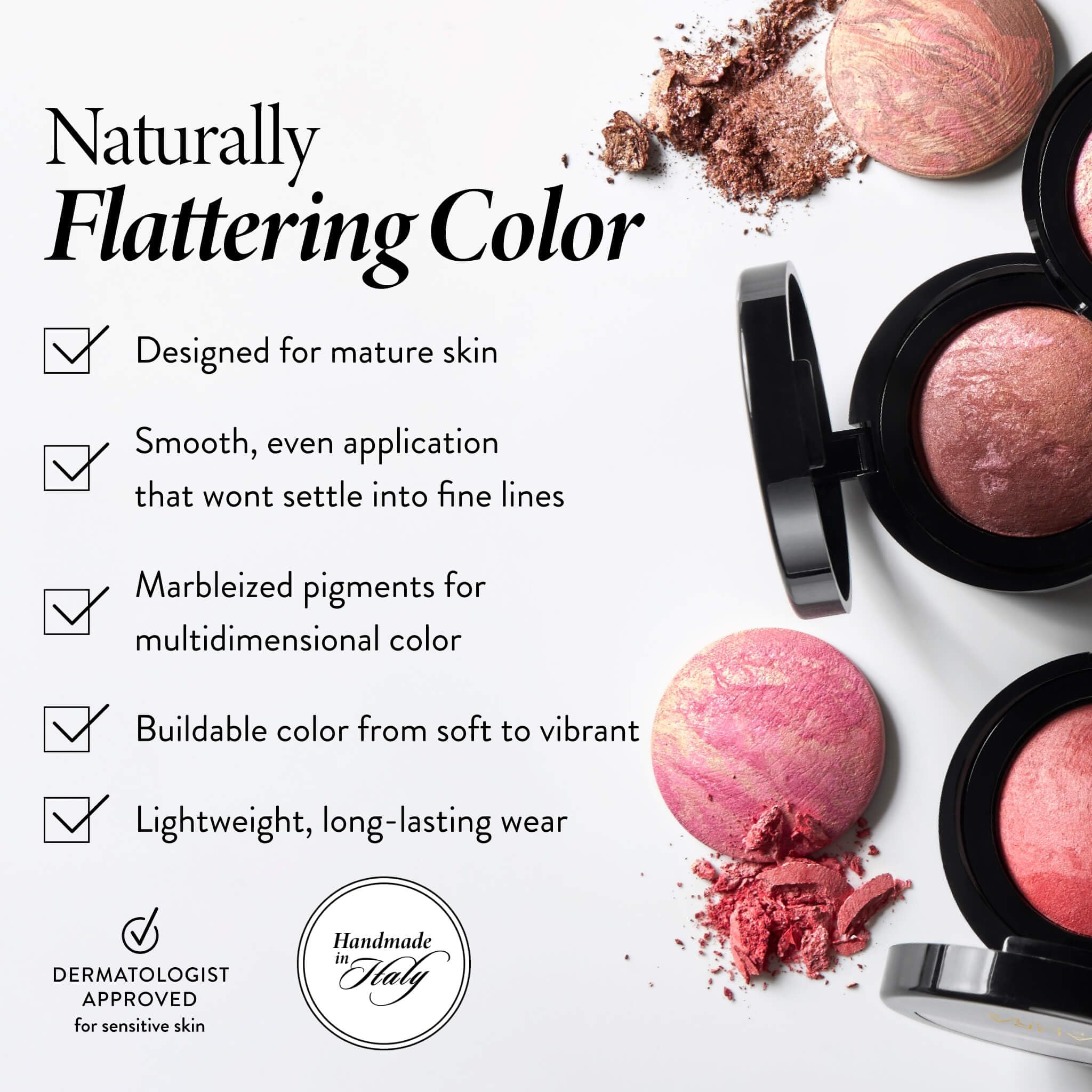 LAURA GELLER compact held in hand to show size for travel-friendly convenience