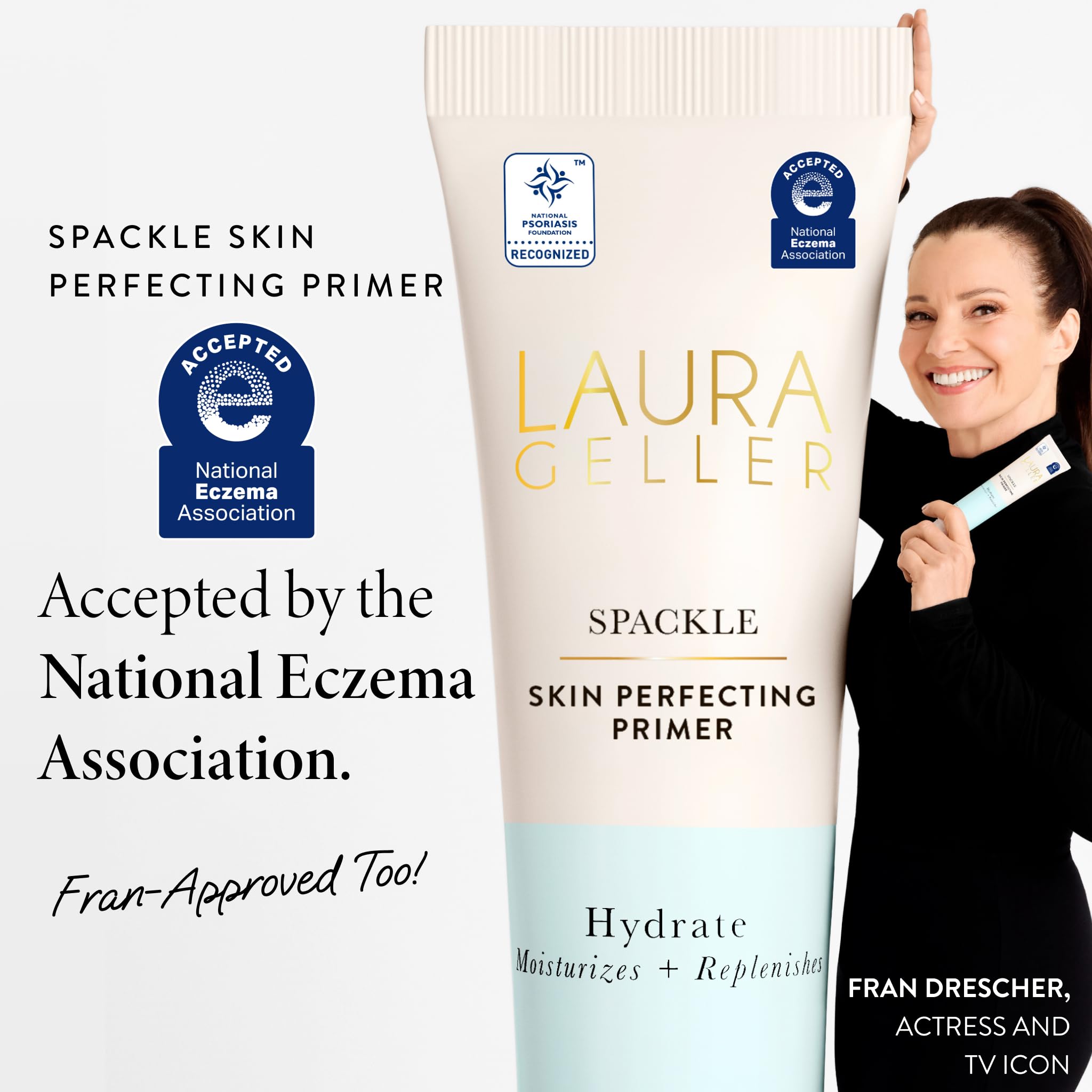 LAURA GELLER size comparison showing 2 fl oz bottle scale and value