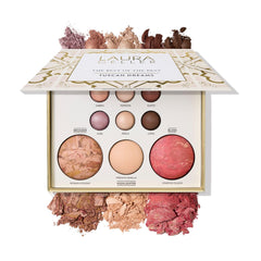 LAURA GELLER front view of Tuscan Dreams palette showing compact design and label benefit full face kit