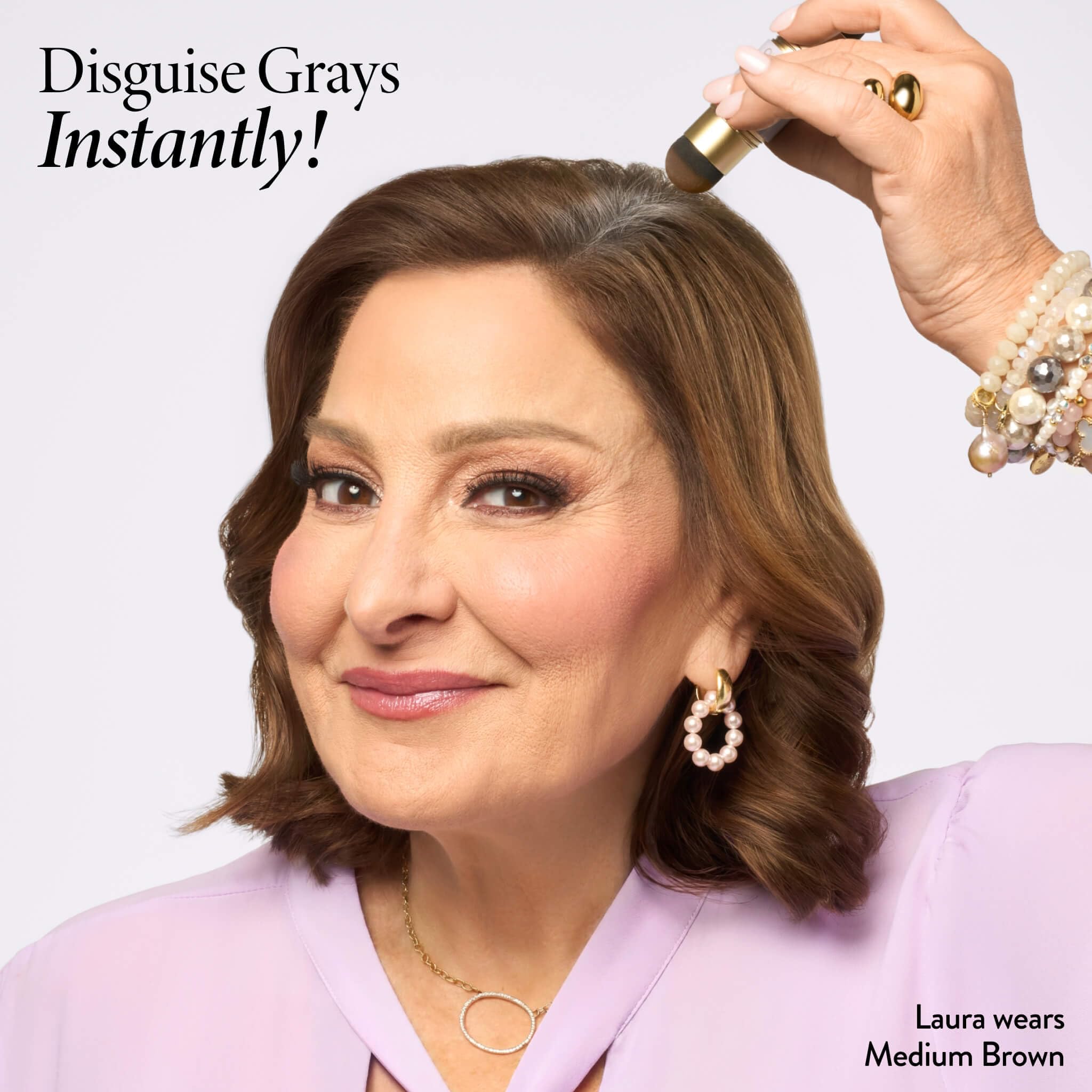LAURA GELLER NEW YORK in bathroom lifestyle for quick at-home touch-ups