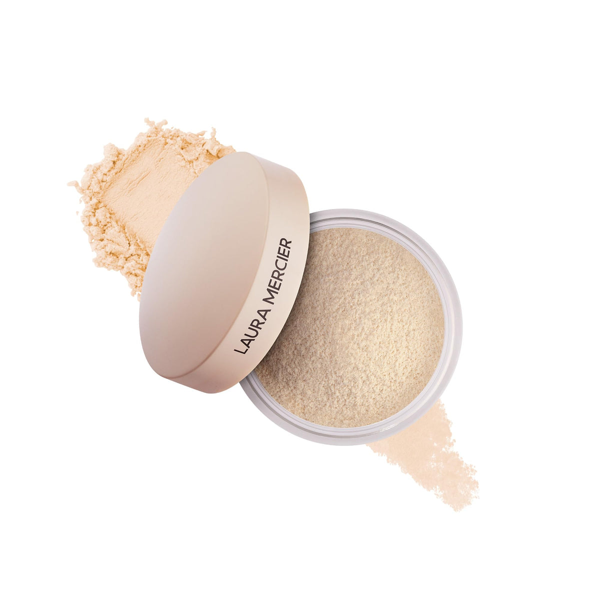 Laura Mercier front jar showing sleek packaging and easy storage benefit
