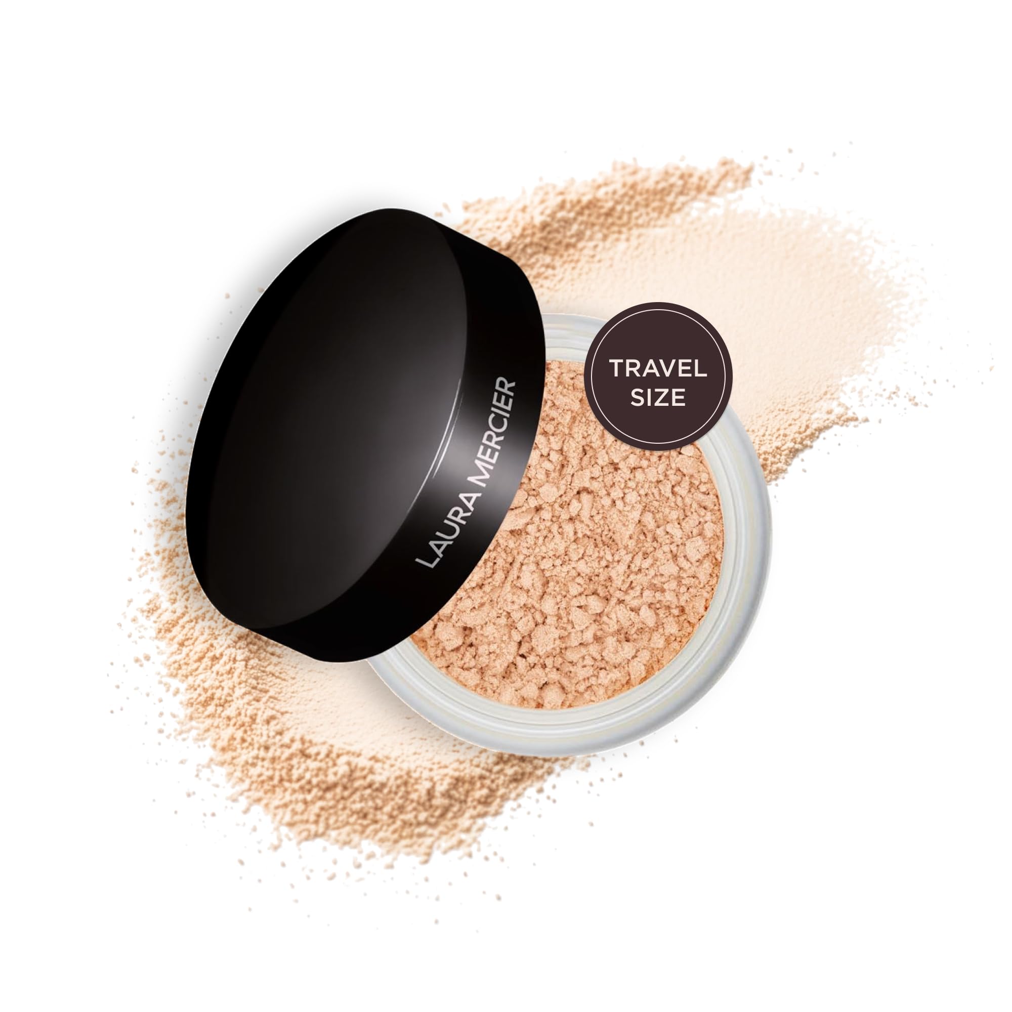 Laura Mercier front packaging showing powder jar and brand for easy identification