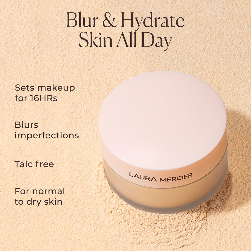 Laura Mercier on model fair to medium skin showing even, photo-safe look