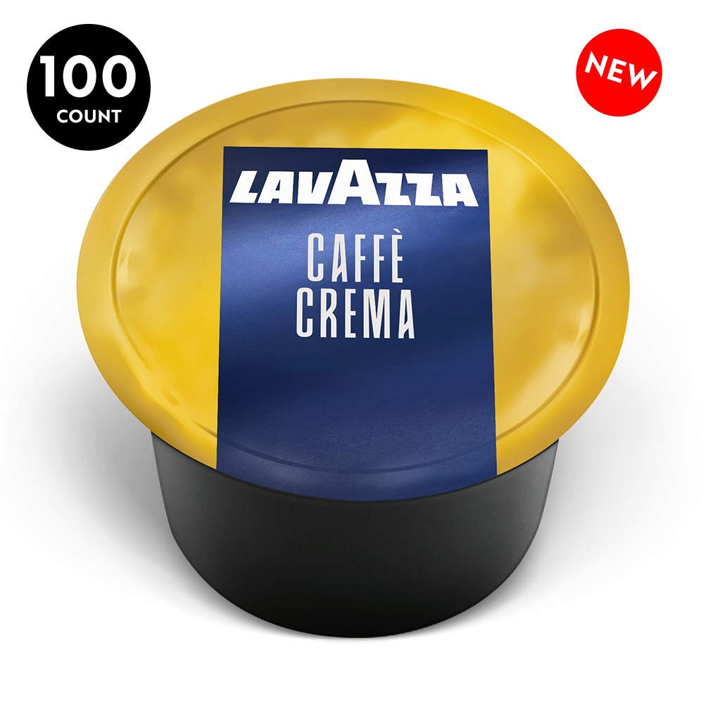 Top-down view of Lavazza Blue capsules spread out, showing uniform capsules