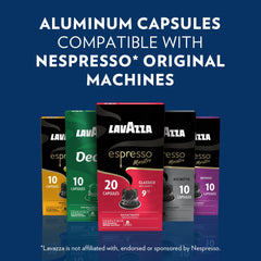 Lavazza capsules arranged by blend illustrating selection and choice variety