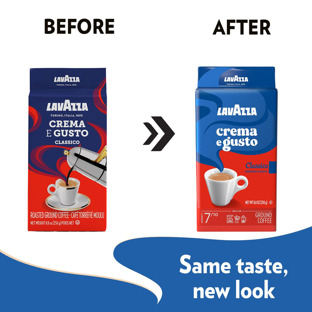 Ground Lavazza Crema e Gusto being poured to show grind consistency and ease