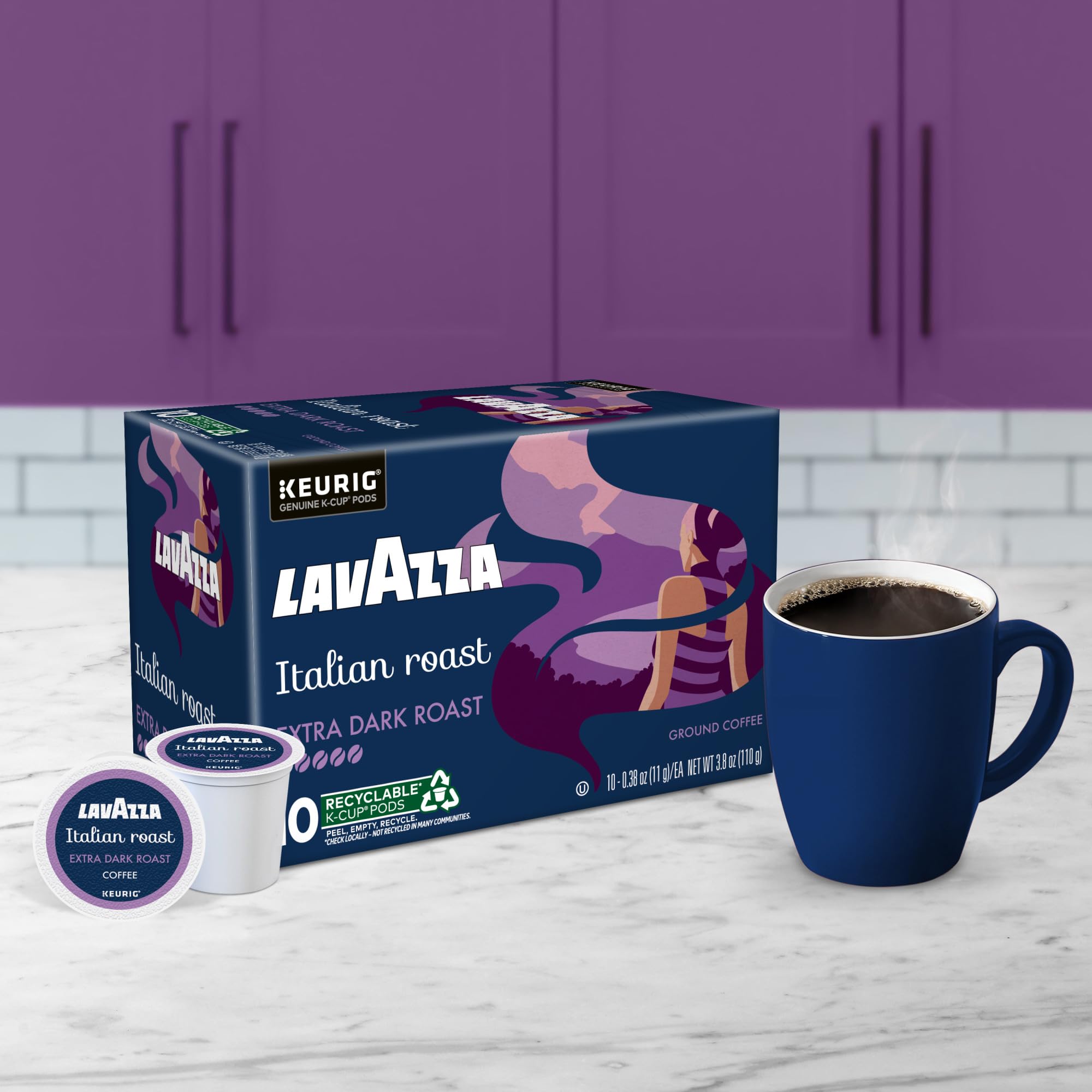 Lavazza cup with ruled scale showing portion size and strength