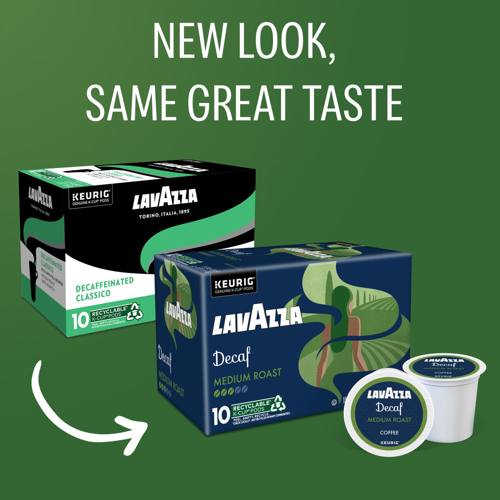 Lavazza close top view of K-Cup pods ready for single-serve brewing benefit