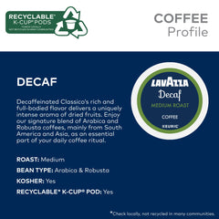 Lavazza pod inserted in Keurig brewer showing easy compatibility benefit