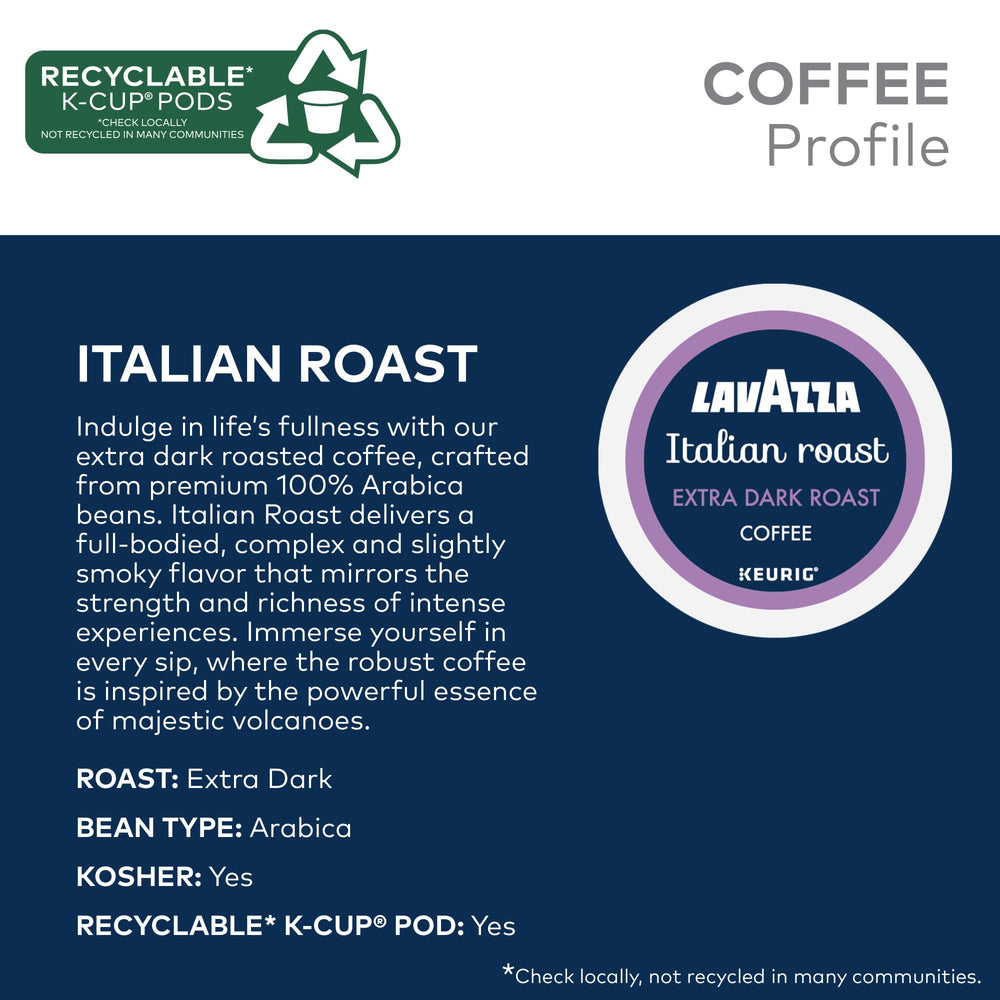 Lavazza Decaf pod label detail indicating flavorful caffeine-free option