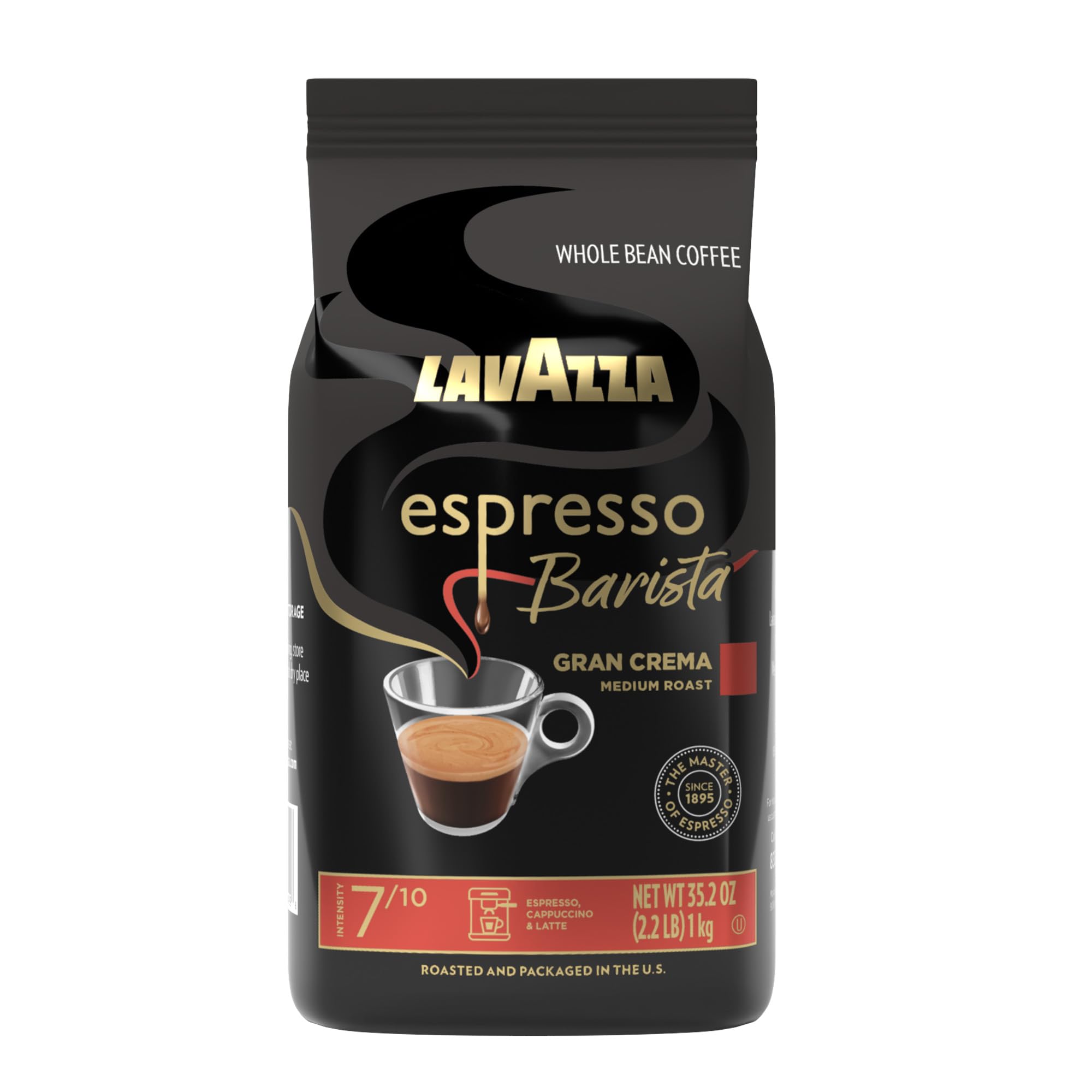 Lavazza front packaging showing Gran Crema bag and branding, highlighting freshness