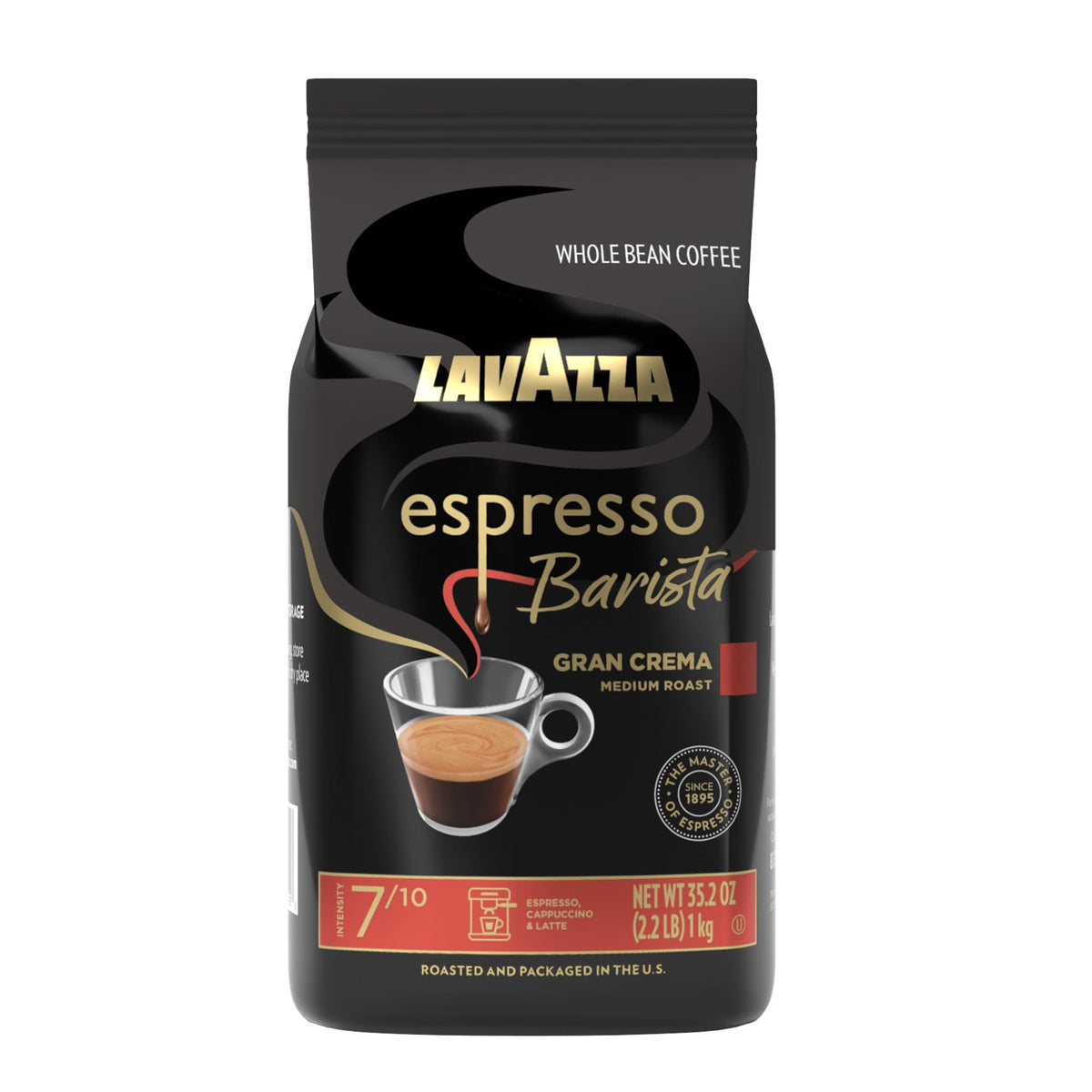 Lavazza front packaging showing Gran Crema bag and branding, highlighting freshness