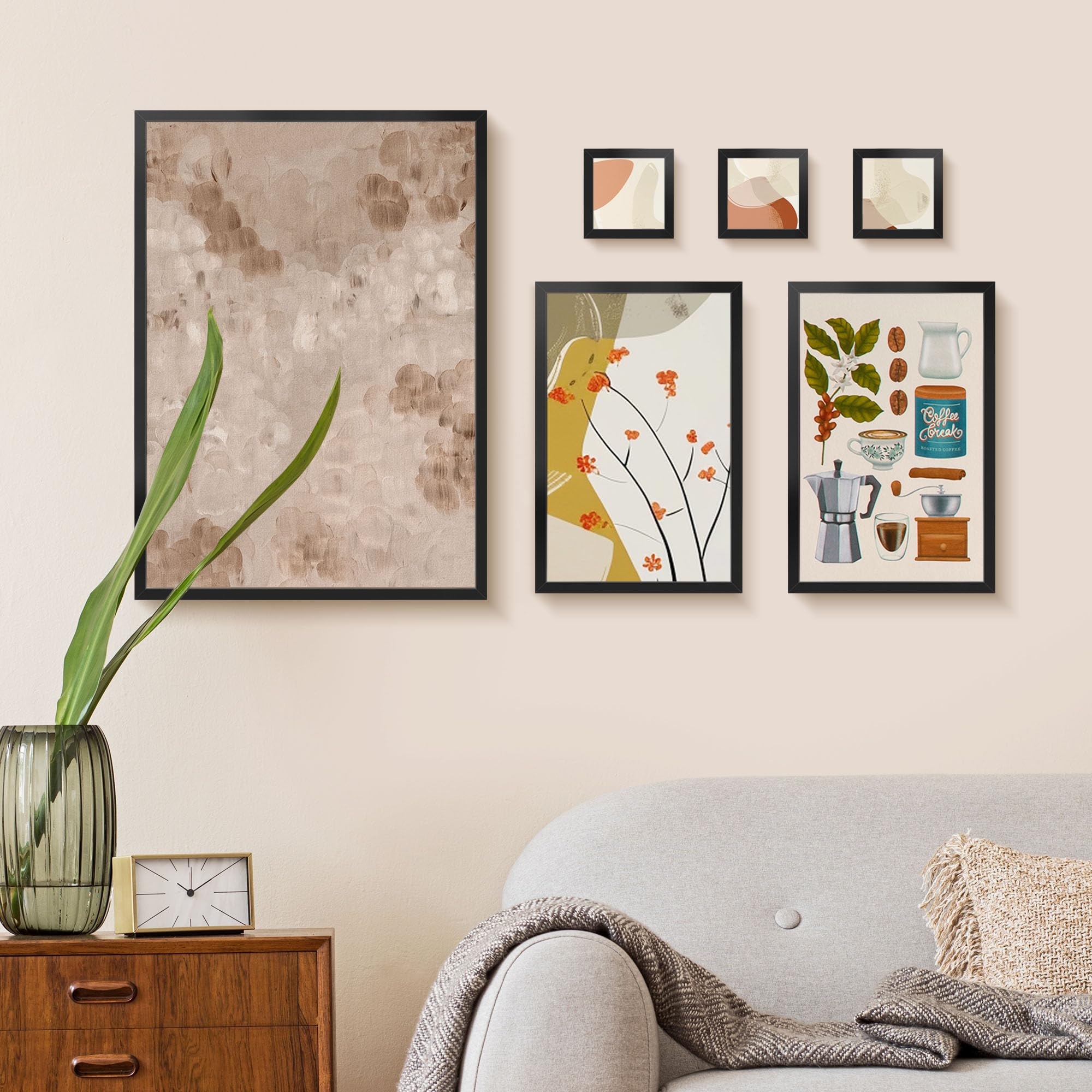 LaVie Home frame shown vertically in gallery wall showing coordination benefit
