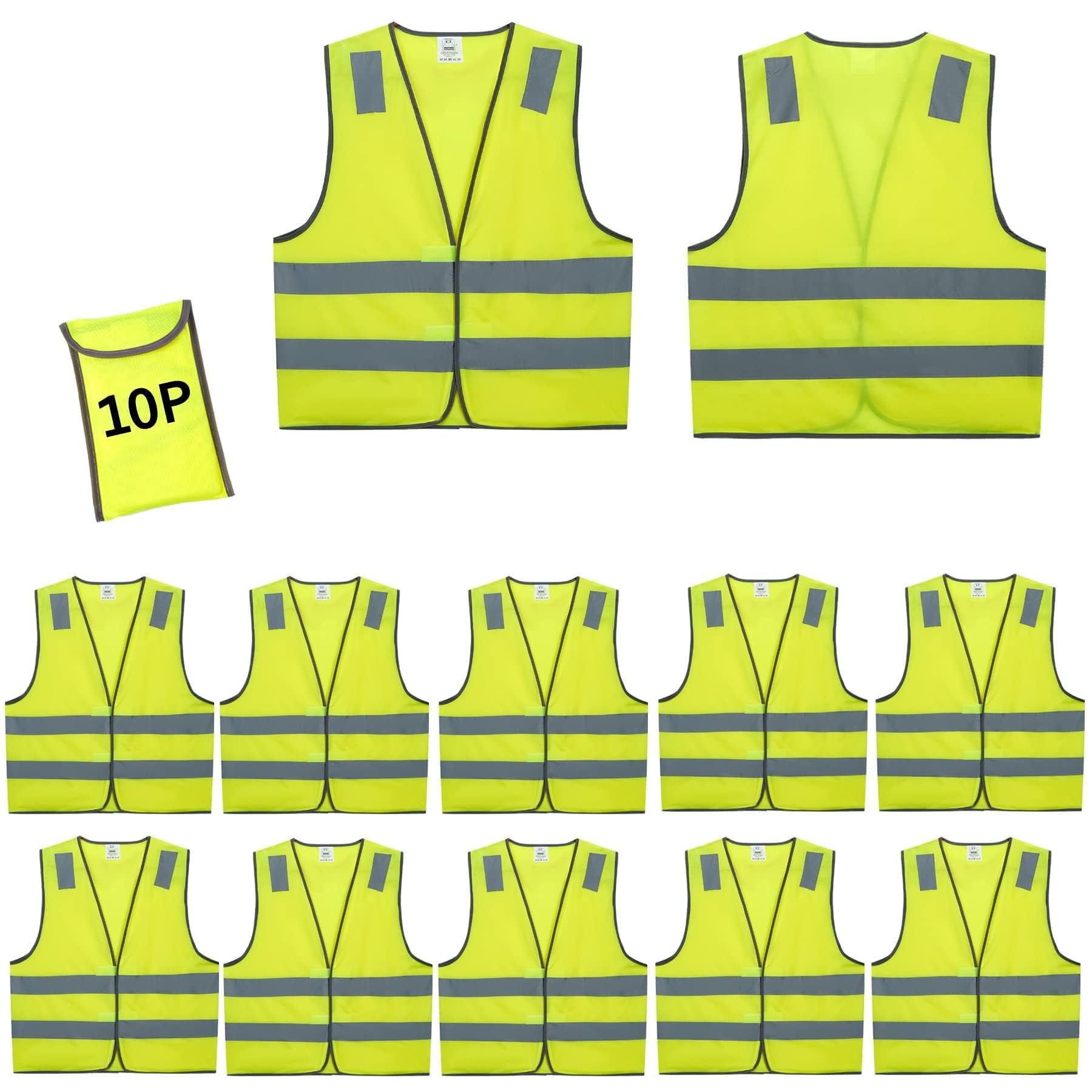 Lavori-AK front view of neon yellow vest showing fit and visibility benefit