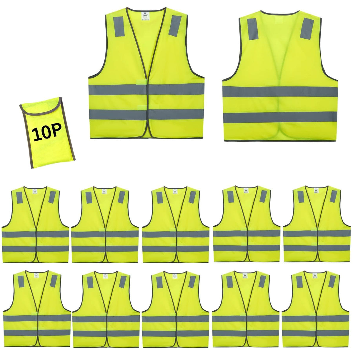 Lavori-AK front view of neon yellow vest showing fit and visibility benefit