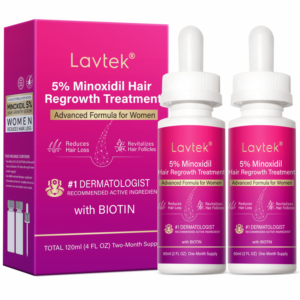 Lavtek front packaging showing 60ml bottle and label, clear treatment visibility