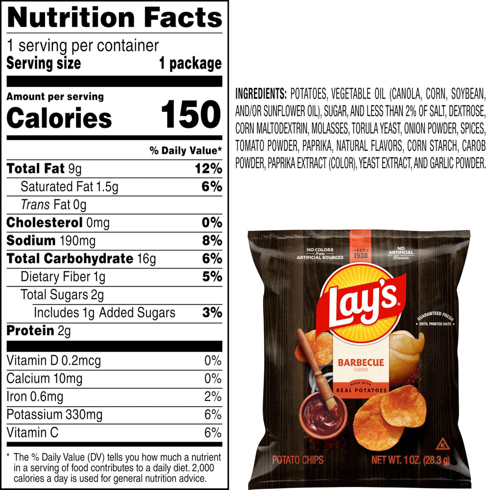 Lay's open bag with chips spilling for easy serving and fresh appeal