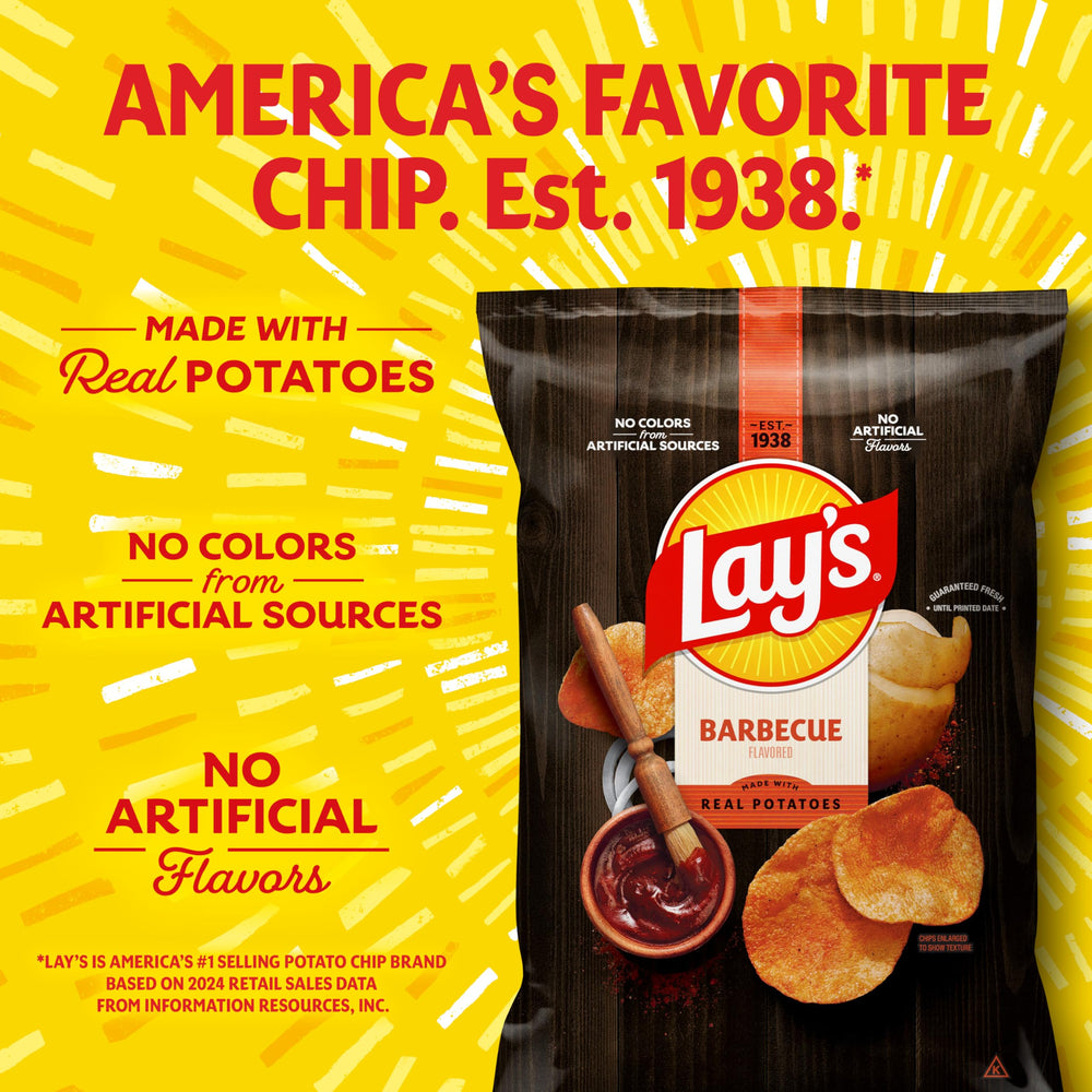 Lay's bag beside a ruler showing 1 oz size for portion control