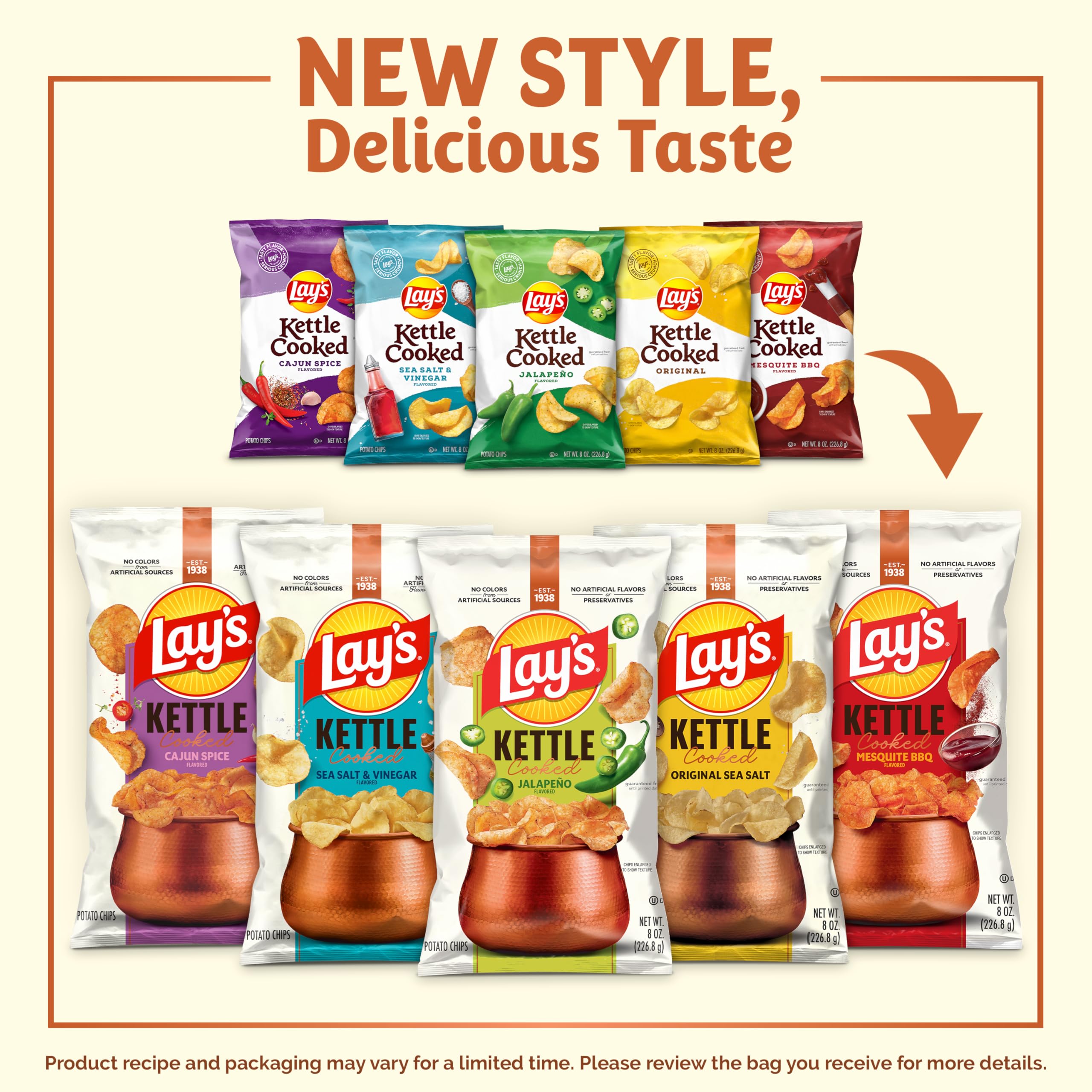 Lay's Mesquite BBQ open bag with chips visible and smoky taste appeal