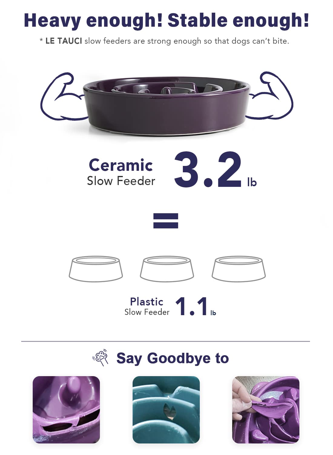 LE TAUCI small dog eating from bowl showing calmer, safer feeding