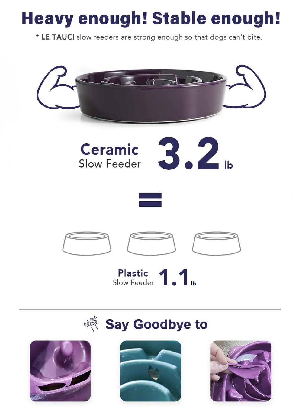 LE TAUCI small dog eating from bowl showing calmer, safer feeding