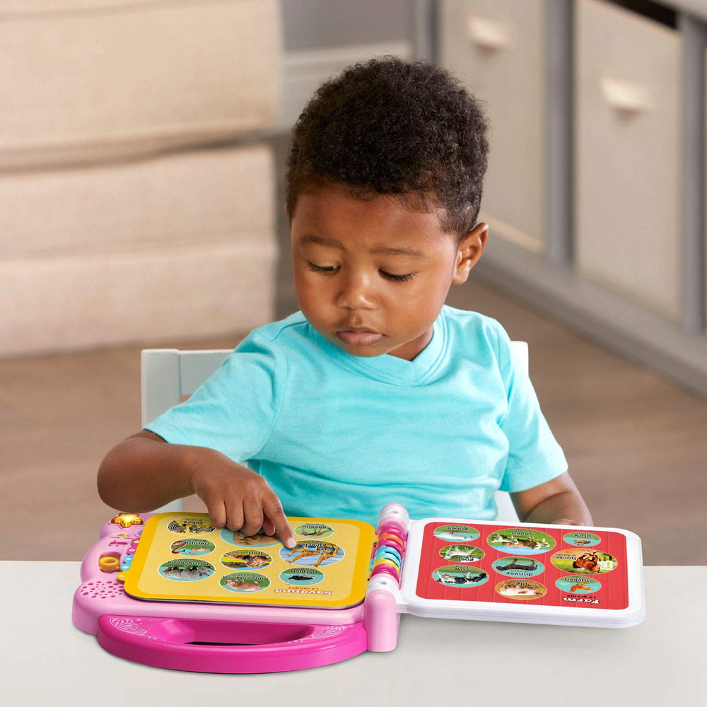 LeapFrog battery compartment view, shows 2 AA battery access and caregiver-friendly maintenance