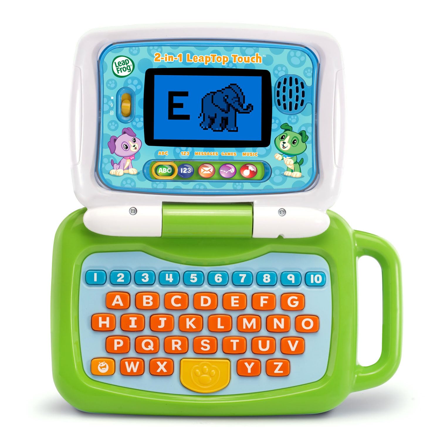 LeapFrog front laptop view showing colorful screen and buttons for easy learning