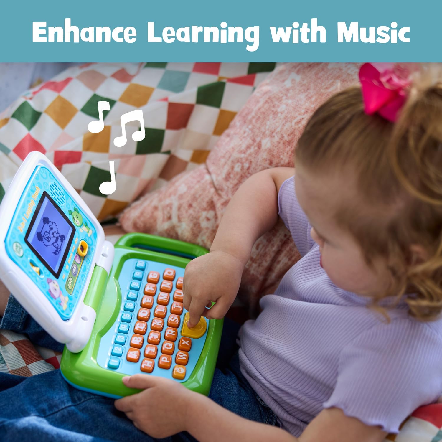 LeapFrog close-up of keys highlighting large letters and numbers for preschoolers