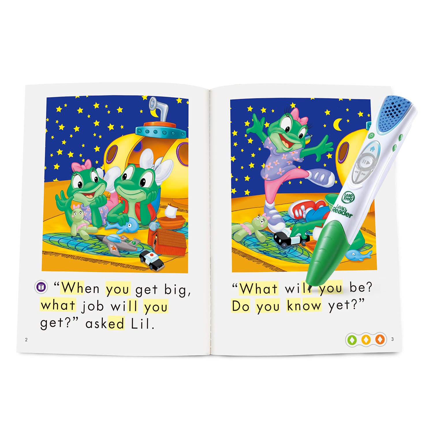 LeapFrog LeapReader book spread close-up showing text interaction for clarity