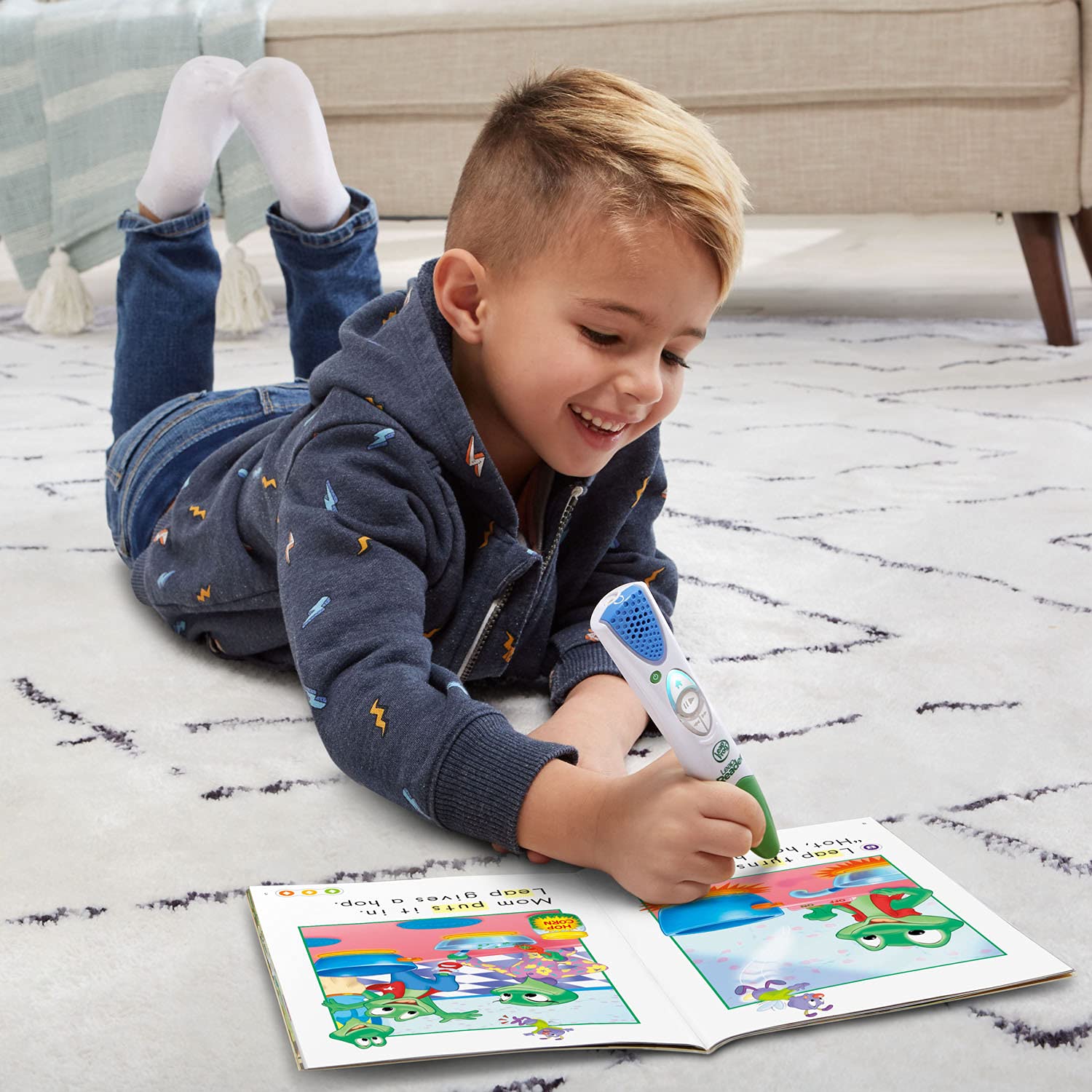 LeapFrog LeapReader rechargeable dock and pen demonstrating easy charging