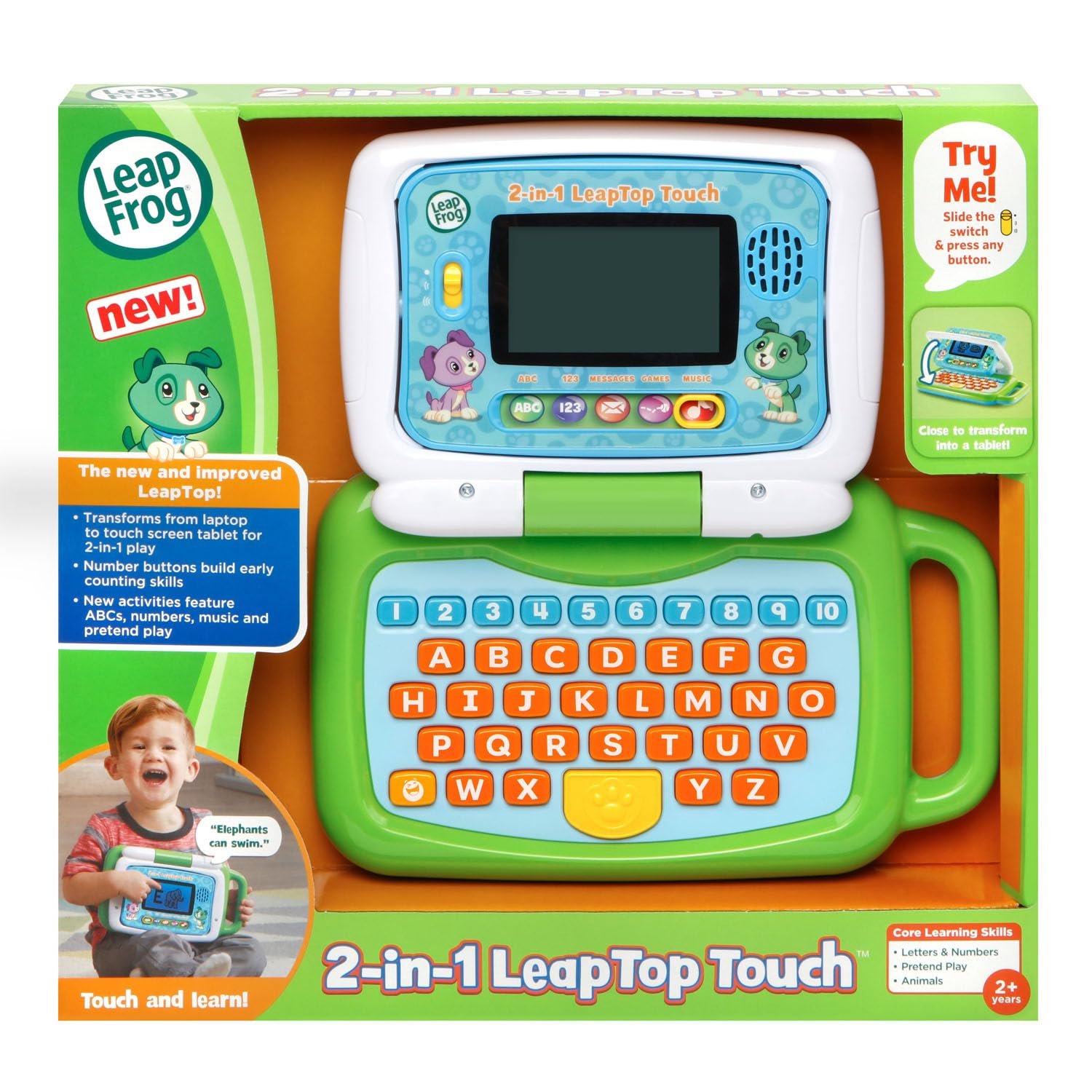 LeapFrog mode buttons panel showing ABCs, numbers, games and music options