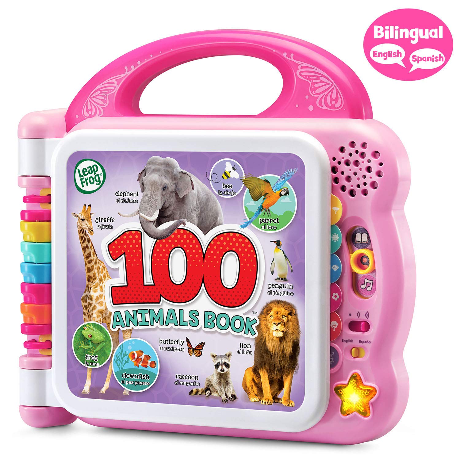 LeapFrog open pages showing multiple habitats and interactive touch areas, encourages exploration