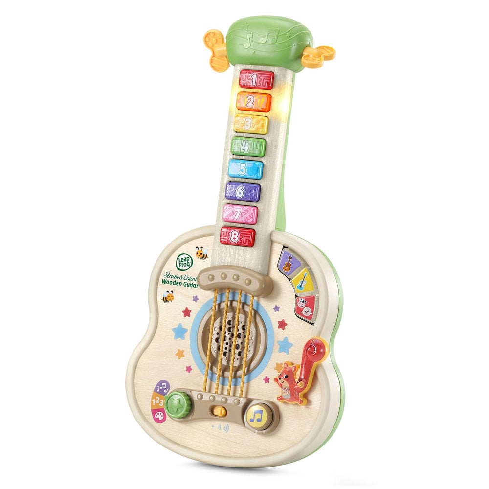 LeapFrog pluckable strings and whammy bar detail encouraging rhythm play