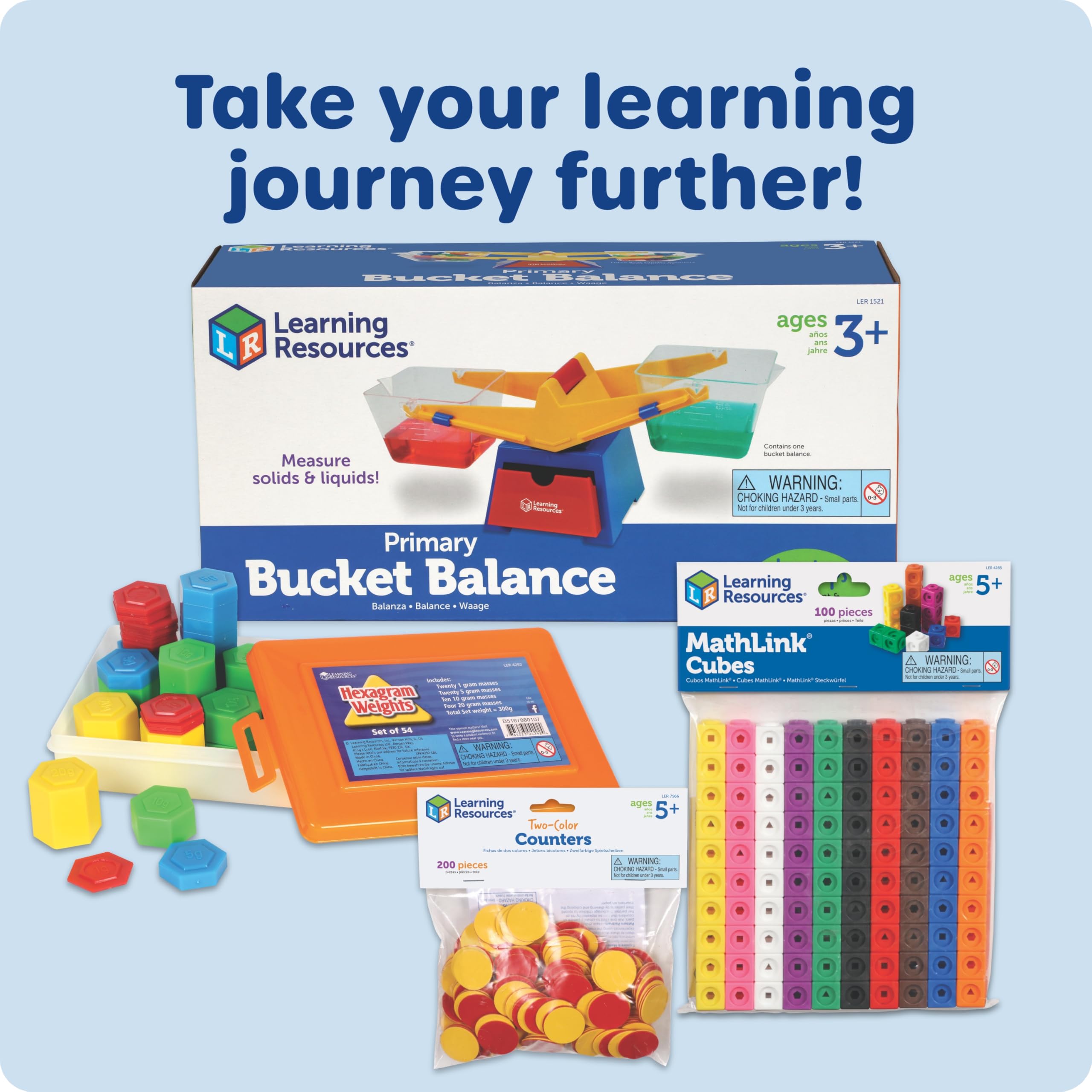 Learning Resources hand beside balance showing size comparison and child-friendly scale proportions