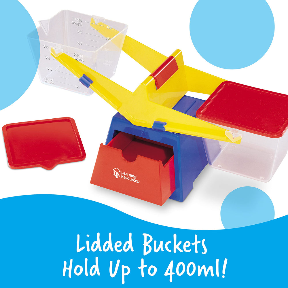 Learning Resources open storage drawer holding counters and tokens for organized lesson prep