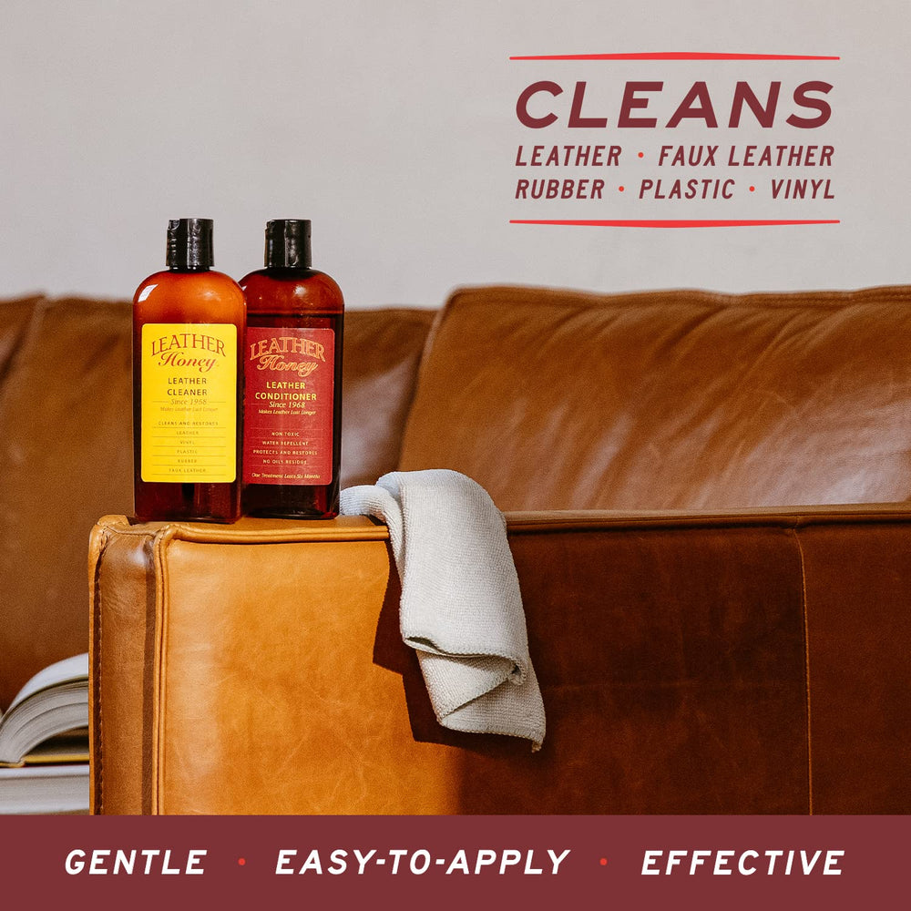 Leather Honey cleaning a car seat revealing restored appearance benefit