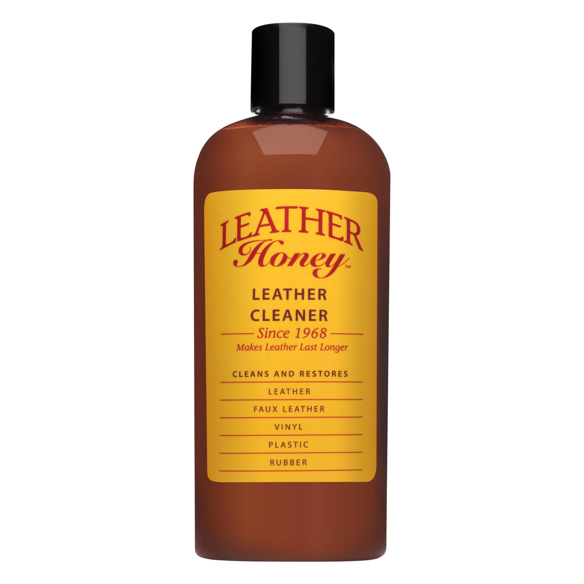 Leather Honey front bottle view showing clean-safe formula benefit