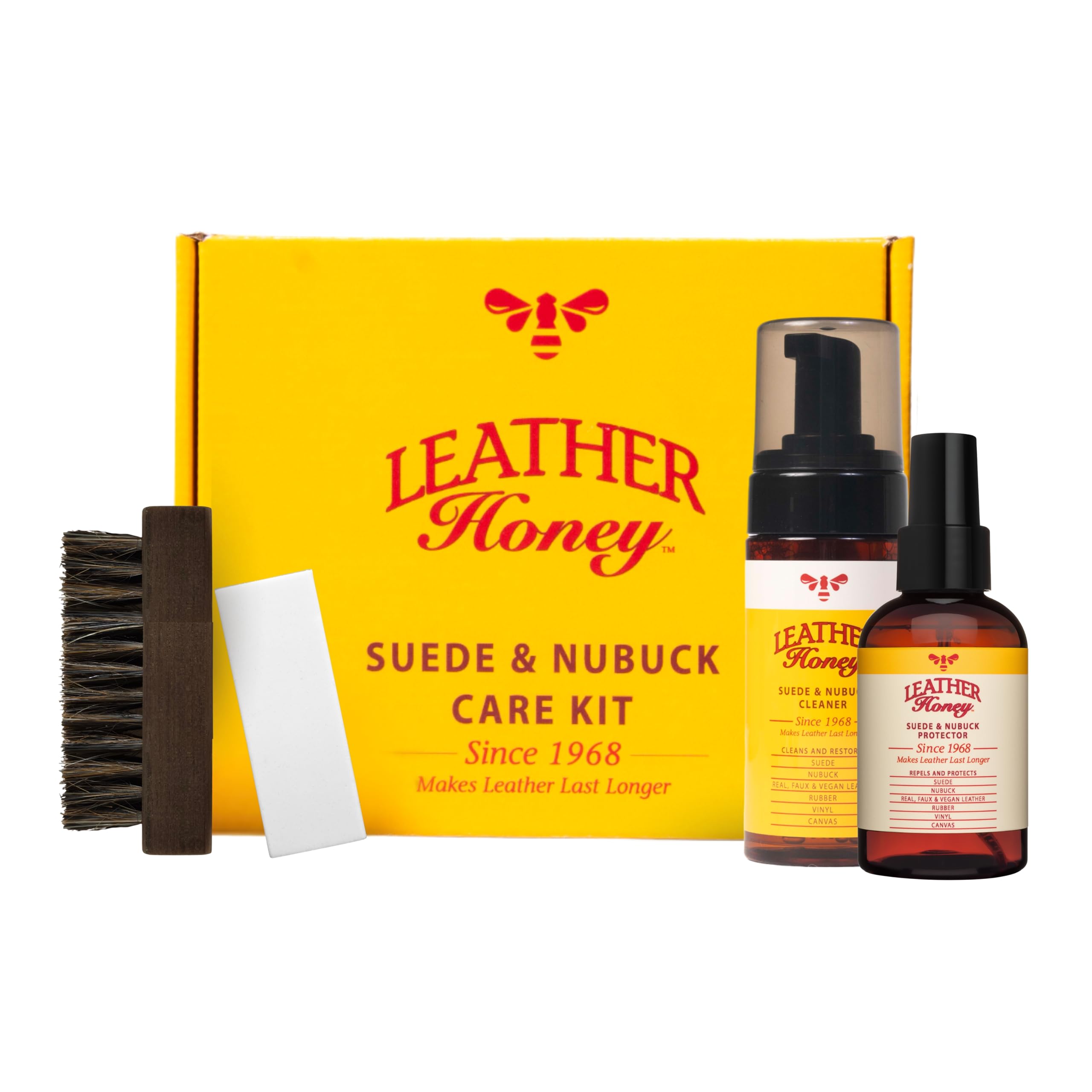 Leather Honey kit front packaging showing all components and care benefits
