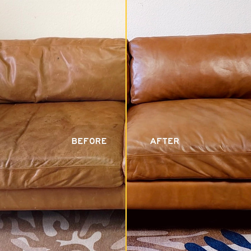 Leather Honey next to handbag in living room illustrating safe home use benefit