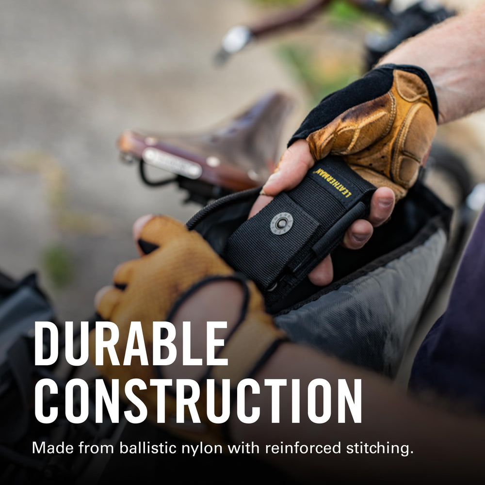 Leatherman sheath open with multi-tool inside for fast access benefit