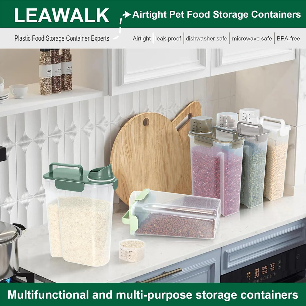 LEAWALK container placed in kitchen for neat storage and organized feeding benefit