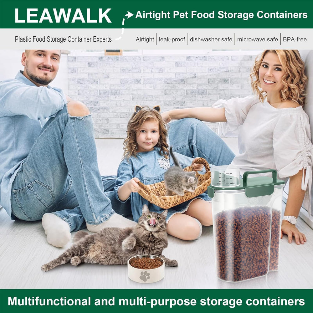LEAWALK side-by-side with a standard kibble bag to show compact capacity advantage