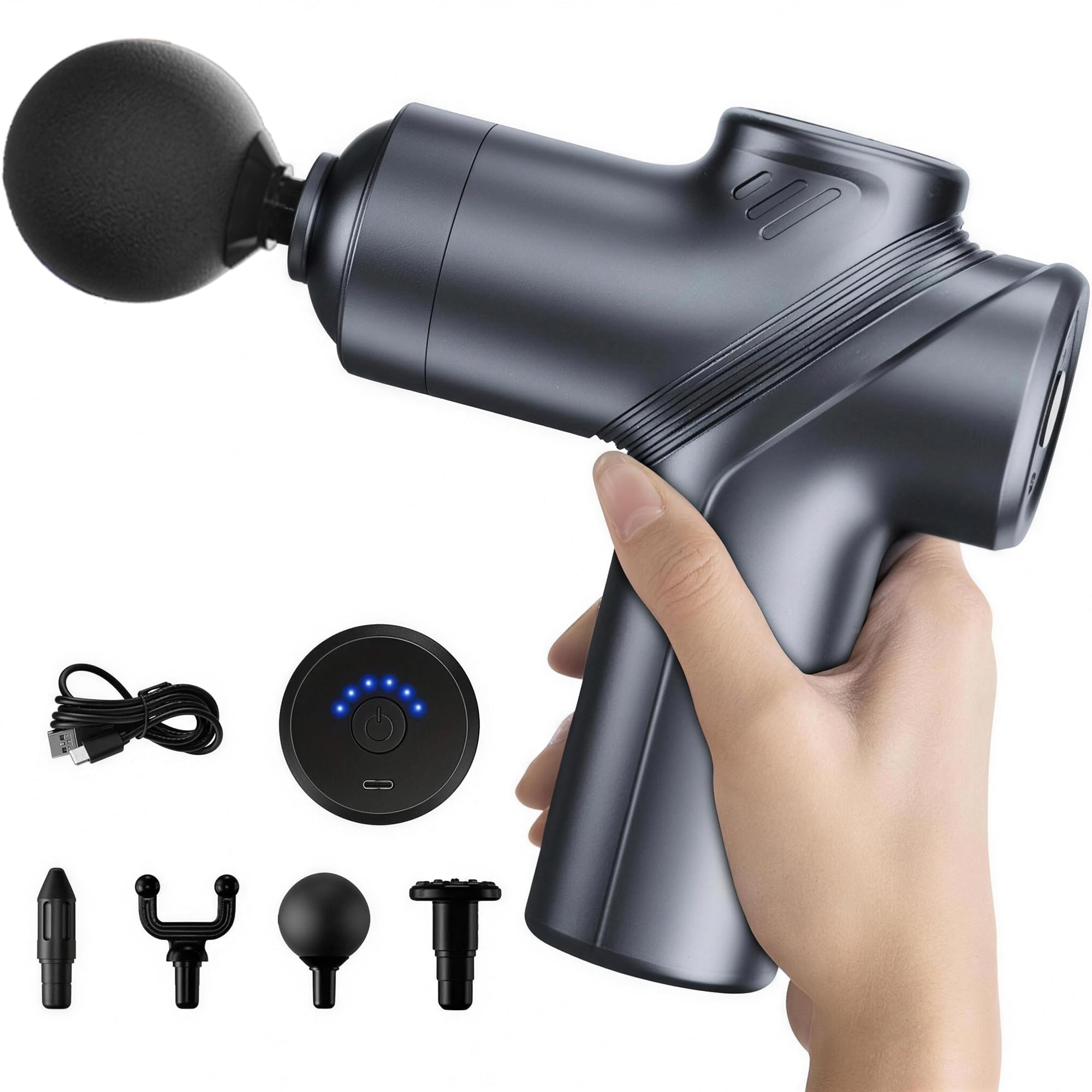 LEERCON front view showing blue body and ergonomic handle for portable relief